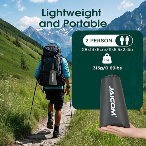 JAICOM Tarp – Ultralight Tent Tarp, Camping Ground Mat for 2 People, Tear-resistant, Waterproof, Ideal for Camping, Hiking, Beach, Picnic, Shady Patio