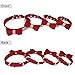 Beirui Rhinestone Bling Leather Dog & Cat Collar - Red Flocking Sparkly Crystal Diamonds Studded - Cute Double Pink Bowknot - Perfect for Pet Show,Wedding,Walking,Medium Neck for 12.5-15