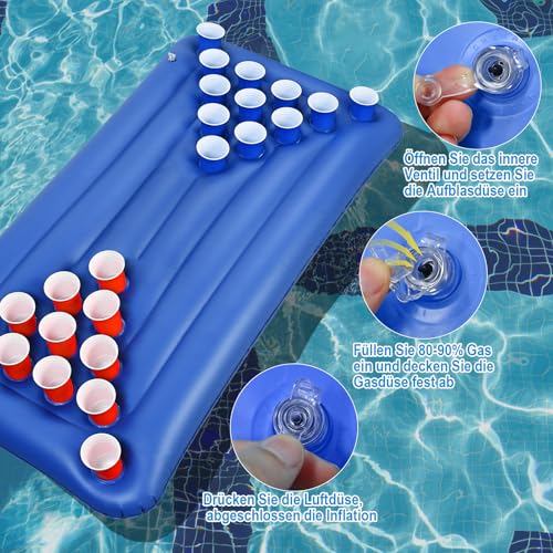 Faburo Beer Pong Air Mattress, Beer Pong Table, 155 x 75 x 13 cm, Inflatable Beer Pong Air Mattress, Party Game Drinking Game, Without Cup