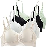 DUOFANXI Girls Training Bras for Teens Ages 12-14 14-16 16-18 Years Kids Teen Bra Cotton Wireless Adjustable Straps 4-Pack
