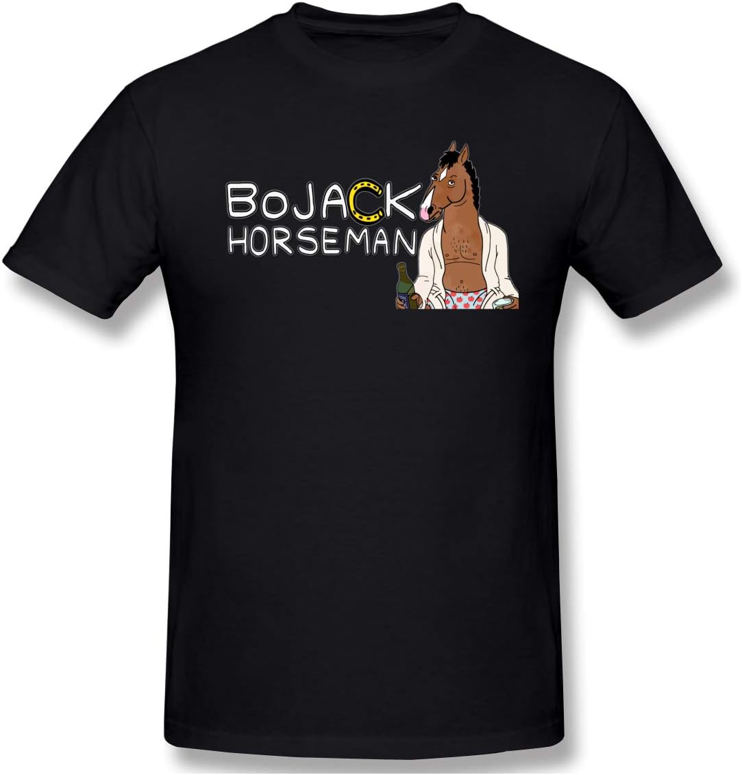 Younnerr Mens T Shirt Practical BoJack Horseman Logo Round Neck Short Sleeve Shirts