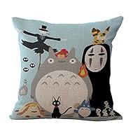 HomeTaste Cute Totoro Decorative Linen Throw Pillow Cover 18x18