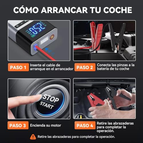 HSZSXJK 4000A 29800mAh Arrancador de Batería de Coche con compresor de Aire 150PSI, 12V Arrancador Portátil de Batería, Pantalla LCD con Luces LED, Estuche de Almacenaje