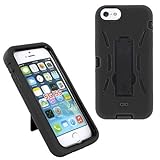 KIQ (TM) Black / Black Premium Heavy Duty Hybrid Case for iPhone 5 / 5S