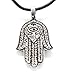 Trilogy Jewelry Pewter Hamsa Hand Egyptian Eye of Good Luck Fortune Love Health Pendant on Leather Necklace