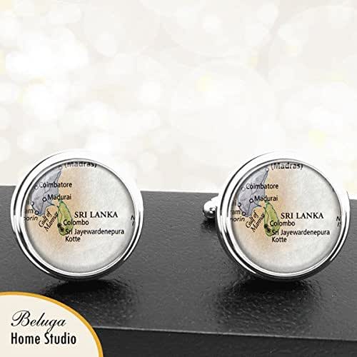 Map Cufflinks Sri Lanka India City Country Cuff Links for