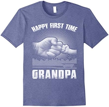 Mens Happy first time Grandpa T-shirt,gift for grandpa Medium Heather Blue