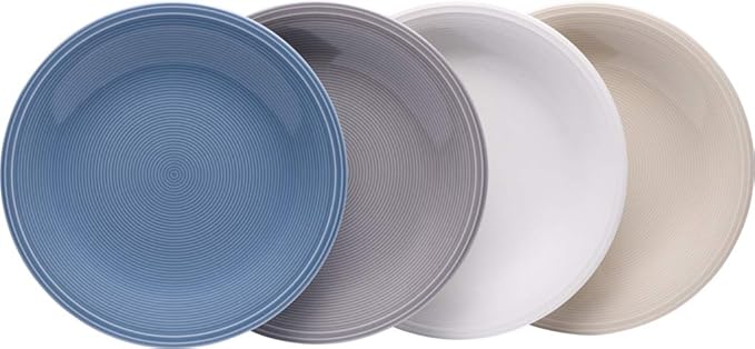vivo by Villeroy & Boch Group Color Loop Frühstücksteller, 4er Set, Durchmesser 21,5 cm, Premium Porzellan, Bunt