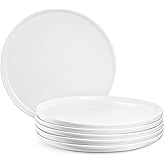Jassceram 10.5 Inch White Dinner Plates Set of 6, Ceramic Round Plates for Kitchen or Restaurant, Salad Plates Modern Dish Set - Microwave, Oven and Dishwasher Safe, Scratch Resistant and Lead-free