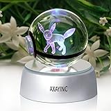 AXAYINC 3D Crystal Ball LED Night Lights Advance Laser Engraving Children's Gift (Umbreon)