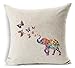Andreannie Nordic Simple Ink Painting Watercolor Lovely Animal Colorful Elephant Spray Butterfly Cotton Linen Throw Pillow Case Cushion Cover New Home Office Indoor Decorative Square 18 X 18 Inches¡­