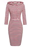 ANGVNS Women's 3/4 Raglan Sleeve Hoodie Keen Length Dress with Pockets For Causal