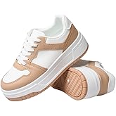 Chouiss Fashionable Women's Color Blocked Thick Soled Casual Sports Shoes, Versatile Lace Up Sponge Board Shoes
