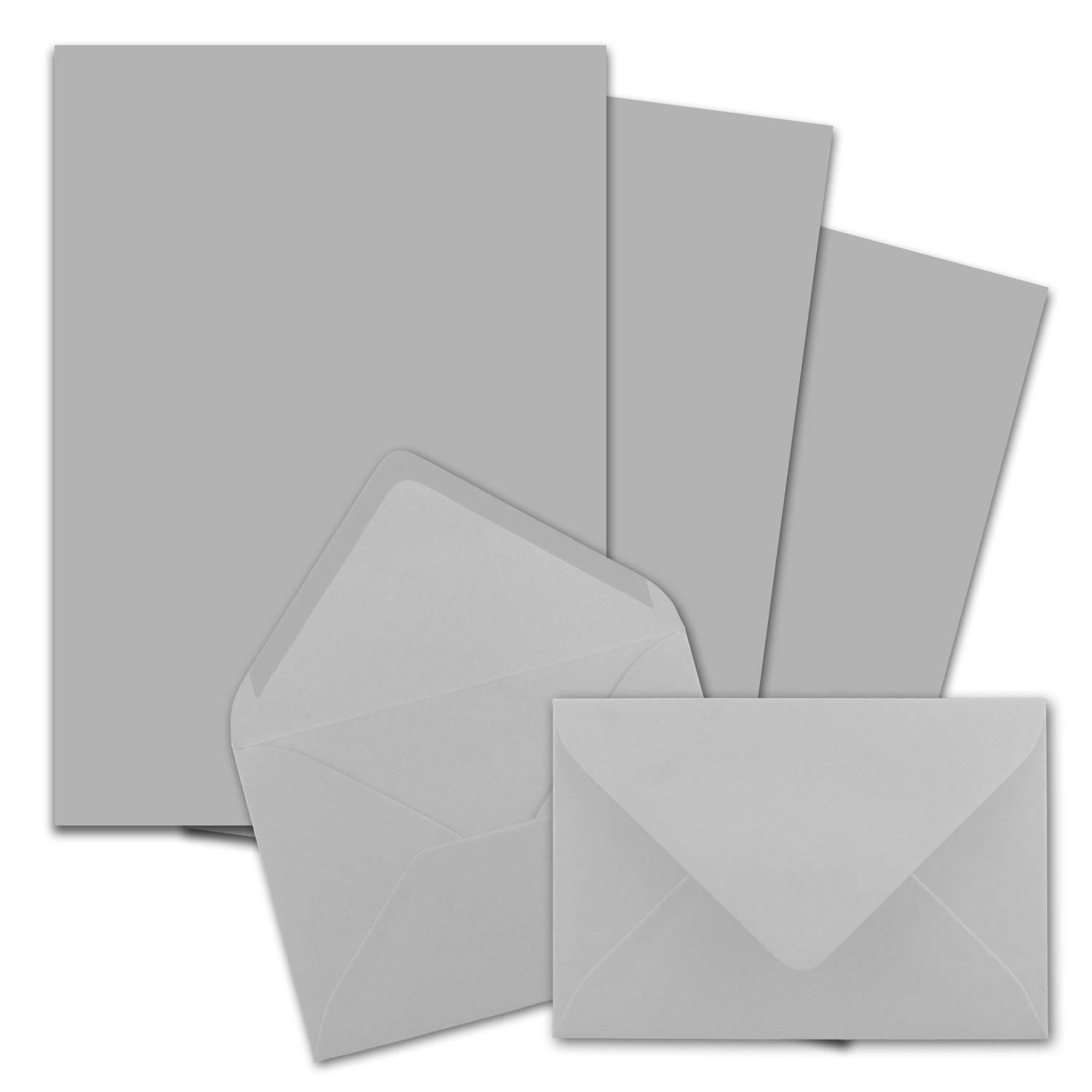 25 x Letter Paper Sets A4 with C6 Envelopes, Wet Seal, Light Grey, Matte Writing Paper with Envelopes, FarbenFroh by Gustav Neuser