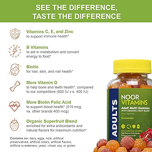 Noor Vitamins Halal Adult Multivitamin Gummy with Organic Fruit Blend