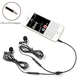 Dual Lavalier Mics-MAONO AU404 Lapel Clip-on Mini Omnidirectional Vocal Condenser Interview Microphones for DSLR Camera, iPhone, Smartphone, Computer, Tablet, Wireless Transmitter, Voice Amplifier