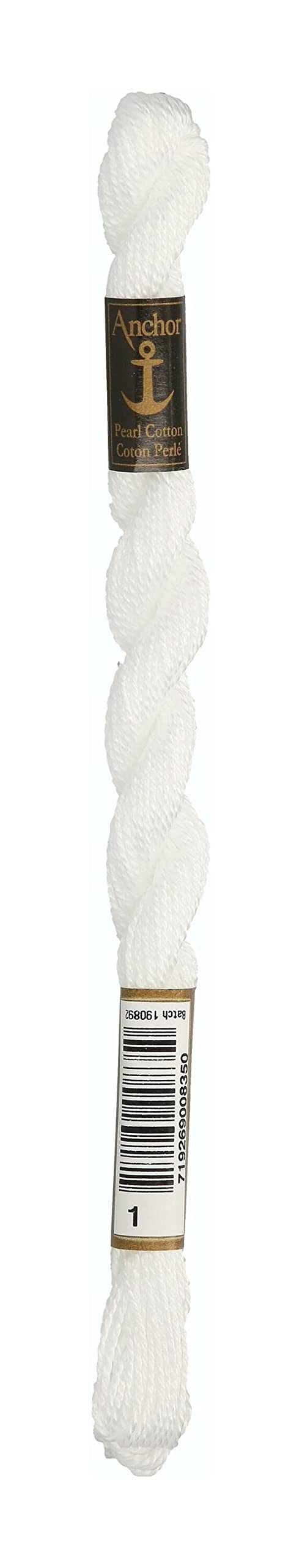 Anchor Pearl Thread, Embroidery Thread, Cotton, 00001 Hochweiß, hochweiß