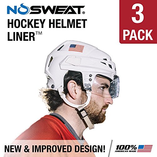 No Sweat Hockey Helmet Liner -- Moisture Wicking Sweatband Absorbs Dripping Sweat | Helps Prevent Acne, Reduces Fogging / Anti-Fog - (Hockey Players / Officials and Referee) (3 Pack)