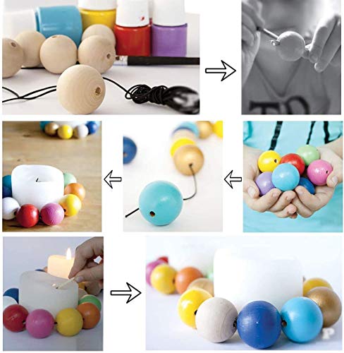 Wooden Beads, Wooden Beads for Crafts,300pcs 18mm Natural Wood Beads with 10m Twine, Unfinished Wooden Beads Wooden Balls for Garland, Making and DIY Crafting