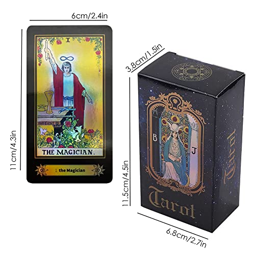 VOVOH Tarot Cards Holographic Tarot Deck, Tarot Cards for Beginners, 78 Classic Tarot Cards Surface Laser with Guidebook, Tarot Cards with Meanings on Them (English Edition)