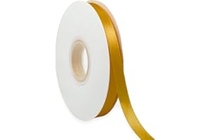 IEDASING'S CHOICE Gold Ribbon 3/8 Inch x 50 Yards Satin Ribbon Continuous, Single Face, for Crafts, Gift Wrapping, Floral Bouquet, Weddings, and Decorations, with Spool