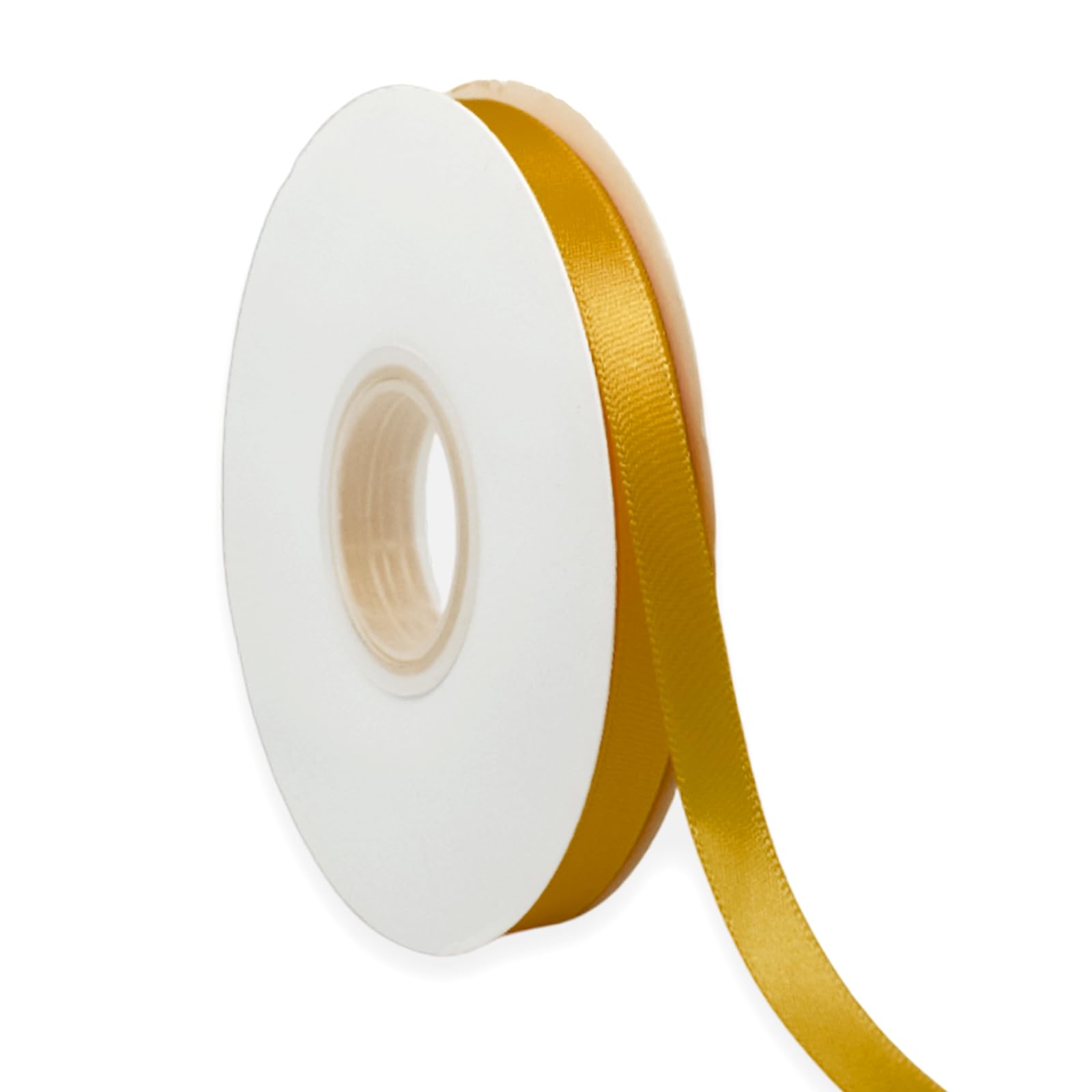 Photo 1 of Gold Ribbon 3/8 Inch x 50 Yards Satin Ribbon Continuous, Single Face, for Crafts, Gift Wrapping, Floral Bouquet, Weddings, and Decorations, with Spool
