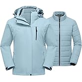 wantdo Women's 3 in 1 Waterproof Ski Jacket Windproof Winter Snow Coat Snowboarding Jackets Warm Raincoat