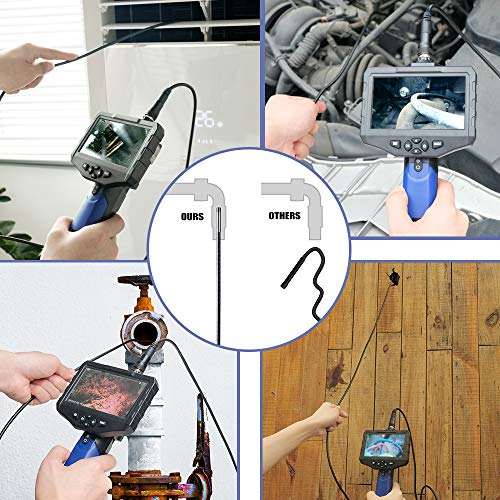 Industrial Endoscope, ScopeAround Dual Lens 4.3 Inch Screen Inspection Camera 1080P HD Waterproof Borescope with 6 Adjustable LED Lights, 2600mAh Battery, Tool Box (5m/16.5ft)