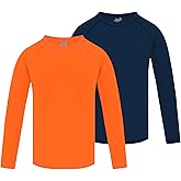 2 Pack Boys Rash Guard Swim Shirt Long Sleeve UPF+ 50 Sun Swimwear for Toddler Kids Rashguard Water Swimming Shirts