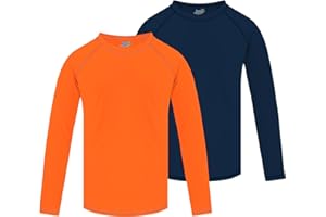 SEMOIS 2 Pack Boys Rash Guard Swim Shirt Long Sleeve UPF+ 50 Sun Swimwear for Toddler Kids Rashguard Water Swimming Shirts