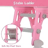 FUKEA 4-in-1 Baby Swing Slide Set Pink with Basketball Hoop 66lb Cap view 8