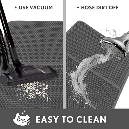 Upgraded Cat Litter Mats Extra Large 35"x26"(17.5"x26"x2Pcs),Cat Litter Mat Litter Trapping,Cat Mats for Litter Box,Kitty Litter Box Mat Double-Layer Waterproof PU Leather Edge (Can Be Spliced)