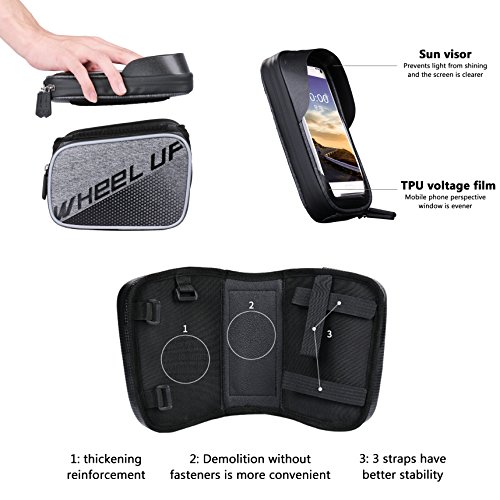 PlasMaller Bike Frame Bag Bicycle Top Tube Bag Cell Phone Bag Waterproof Sensitive Touch Screen
