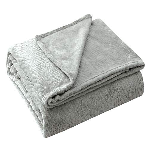 Ultra Soft Fleece Blanket Twin Size–60x80 inches Ripple Pattern Couch Blanket, Fuzzy Plush Lightweight Cozy Bed Blankets Summer Bedding Set As Bedspread Coverlet for All Season (Gray,Twin)