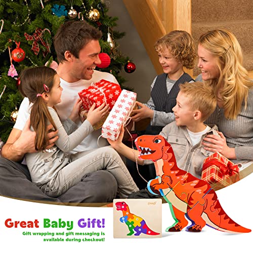 Wooden Puzzles for 2 Year Olds, Two Sided Dinosaur Puzzle for 3 Year ...