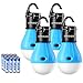 E-TRENDS Compact LED Lantern Tent Camp Light Bulb for Camping Hiking Fishing Emergency Lights, Battery Powered Portable Lamp, 4 Count, Blue, Batteries Not Included