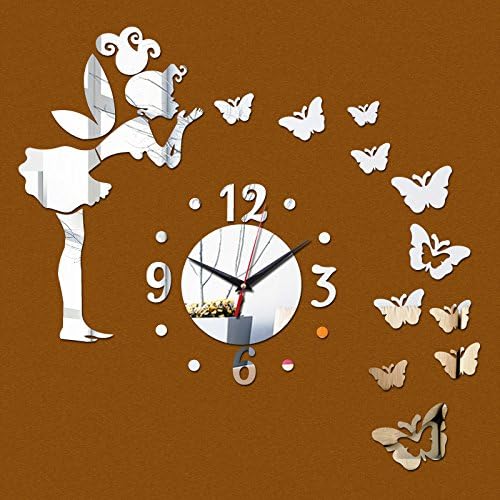 Direct Selling Wall Clocks Clock Diy Home Decoration Mirror Acrylic Butterfly Stickers Sticker Quartz Needle,Black