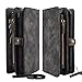 Zttopo XS Max Wallet Case, 2 in 1 Leather Zipper Detachable Magnetic 11 Card Slots Card Slots Money Pocket Clutch Cover with Screen Protector for 6.5 Inch Case -Black Grey