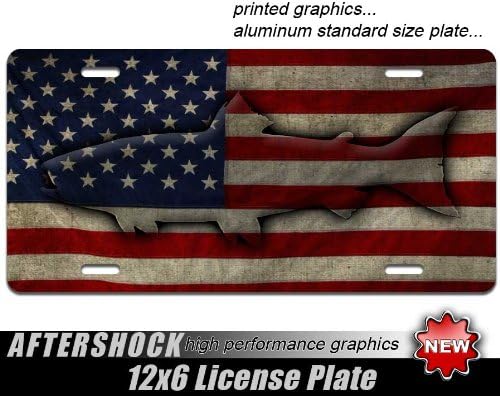 Salmon Trout American Flag License Plate Fishing
