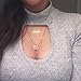 KISSPAT Triple Layered Necklace Bar Charm Chain With Real Nature Rose Quartz Gemstones