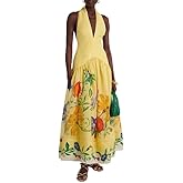 Women Sleeveless Print Suspender Dress Women's Maxi Dress V-Neck Sleeveless Backless Deep Summer Casual Dresses