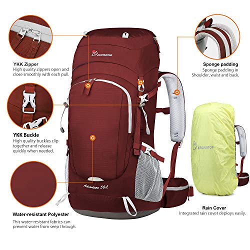 Mountaintop 50 Liter Hiking Internal Frame Backpack with Rain Cover Pricepulse