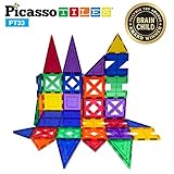 PicassoTiles 33 Piece Building Blocks 33pcs Educational Kit 3D Building Construction Toy Set Clear Magnetic Stacking Block STEM Playboard Magnet Felt Tiles Novelty Game, Creativity Beyond Imagination