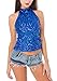 swrose Women's Shimmer Flashy All Sequins Embellished Sparkle Vest Tank Tops