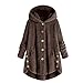 Sunmoot Hooded Faux Fur Coats for Women Long Teddy Bear Jacket Button Fluffy Pullover Loose Sweater
