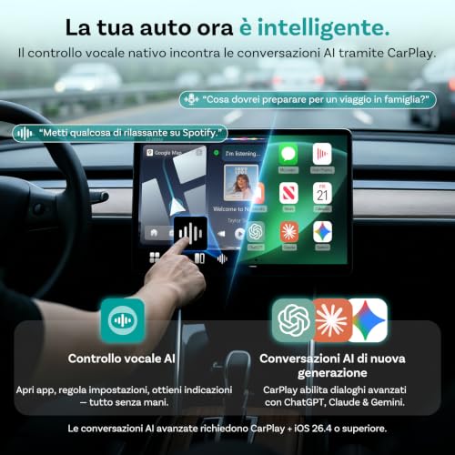 OTTOCAST P3 Pro AI Box, Adattatore CarPlay wireless e Android Auto, 8+128GB | 3 in 1 OttoAibox con Android 13, Uscita HDMI, Download di app, Schermo diviso, Nano-SIM, Cloud SIM e supporto MicroSD