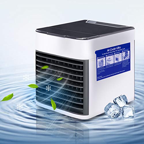 HomeMiYN USB 3 Gear Wind Speed Air Conditioners Cooler 3 in 1 Personal Portable Humidifier Purifier Mini Fan with 7 Colors LED Night Light for Home, Bedroom, Desktop, Office, Camping, Travel