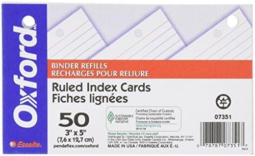 5 Pack Value Bundle Oxford 2 Hole Punched 3" x 5" Index Card Binder Refills for 73569 Binder with Bonus AdvantageOP Black and Chrome Retractable Pen