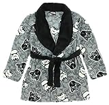 Disney Star Wars Boys Plush Fleece Bath Robe Gray and Black