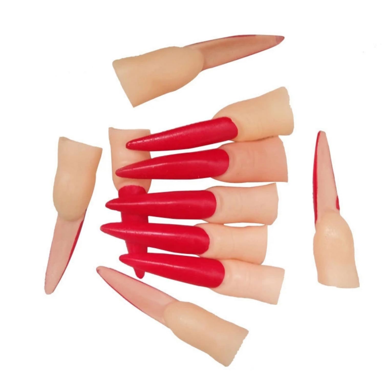Photo 1 of Dzrige Halloween Finger Tips Scary Long Finger Claws Horror Long Vampire Nails Witch Finger Nails for Halloween Cosplay Makeup Prop Accessories April Fool's Day Joke Toys Prank Gifts, Red (10Pcs)